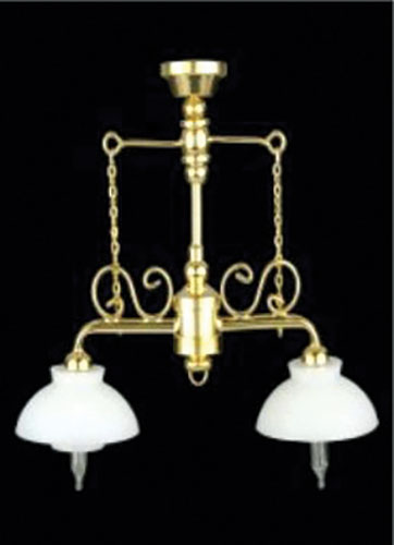 LED Battery 2 Down Arm Chandelier with Wand, Brass, CR1632 Battery Included, 3 Volt